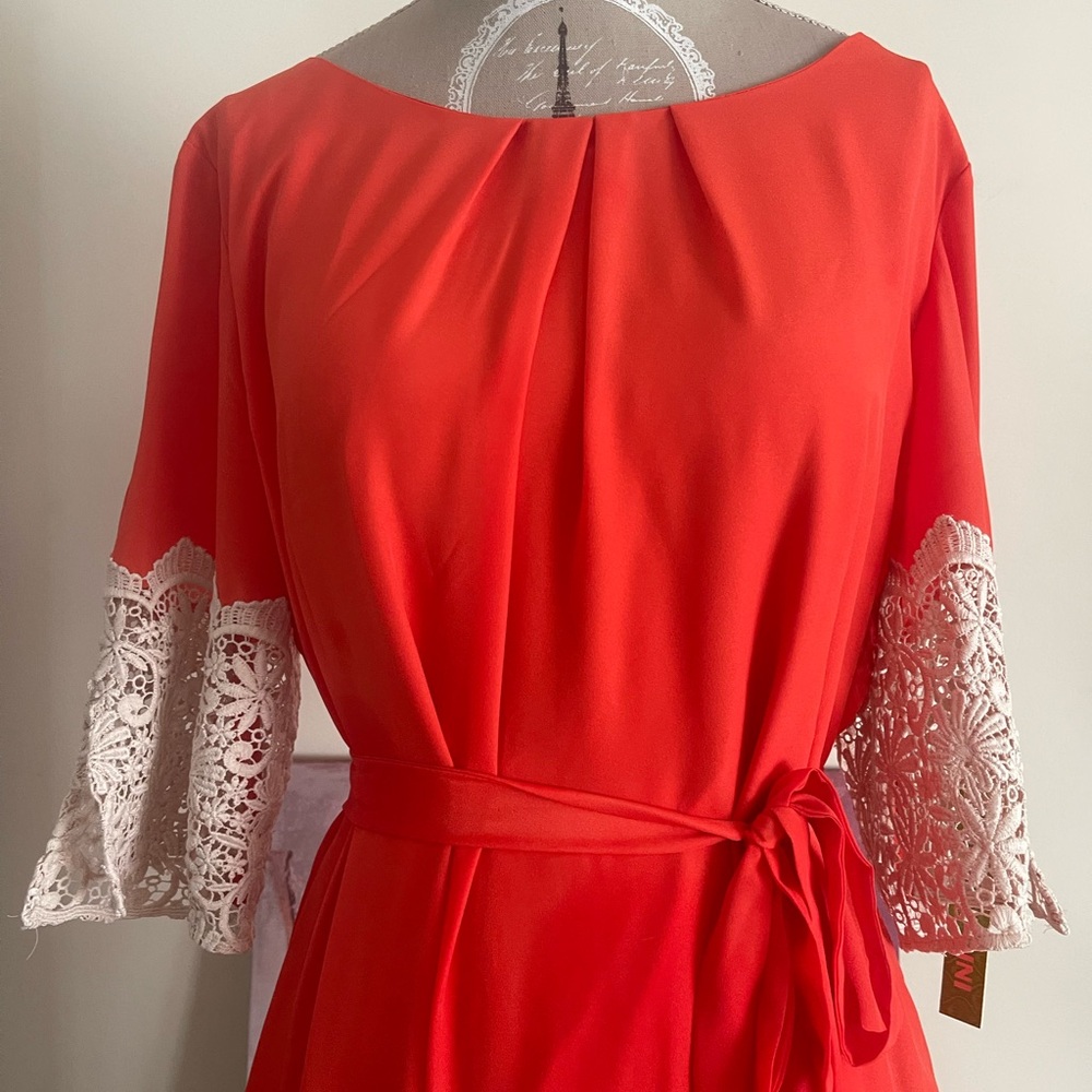 Gianni Bini Melon Lace Dress with Self Belt - Picture 3 of 7